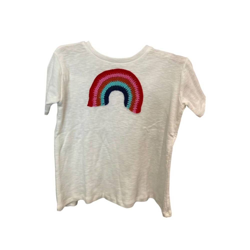 NEW LOVE DAISY emroidered rainbox tee top in white